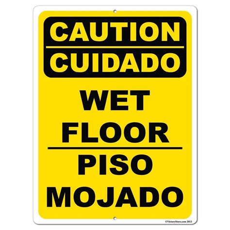 "Spanish/English Caution Wet Floor" Sign or Sticker - Design 17