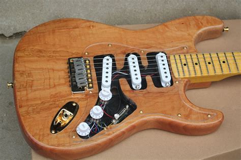 Natural Wood Color Mahogany Electric Guitar With Acrylic Pickguard,Scalloped Maple Fretboard ...