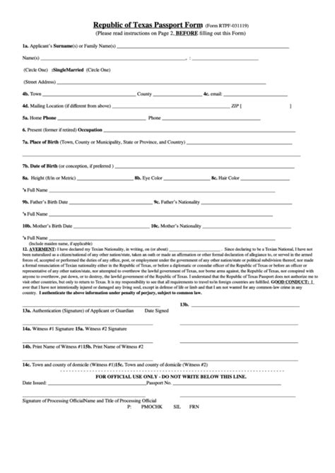 Passport Application Form Texas - Printable Form 2024