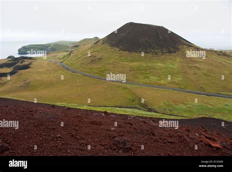 Helgafell Volcano from Eldfell Volcano Heimaey Island Westmann Islands Iceland Europe Stock ...