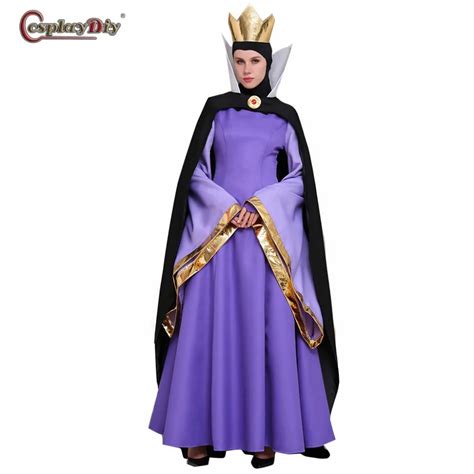 Cosplaydiy Snow White Evil Queen Stepmother Cosplay Adult Women Luxury Dress Halloween Party ...