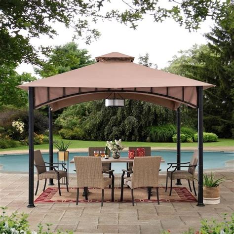 Sunjoy Black Metal Square Semi-Permanent Gazebo (Exterior: 10-ft x 10 ...