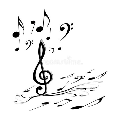 Music Notes on the Vertical and Horizontal Layers Stock Illustration ...