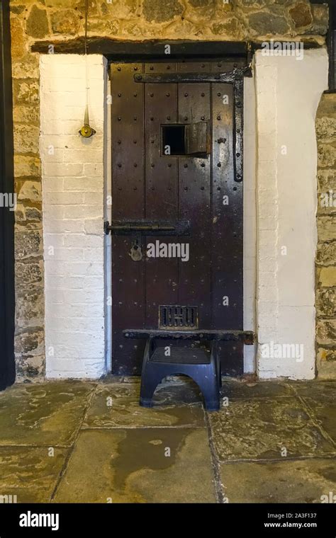 Old prison cell door, The old Gaol, Leicester Guildhall, England, UK ...