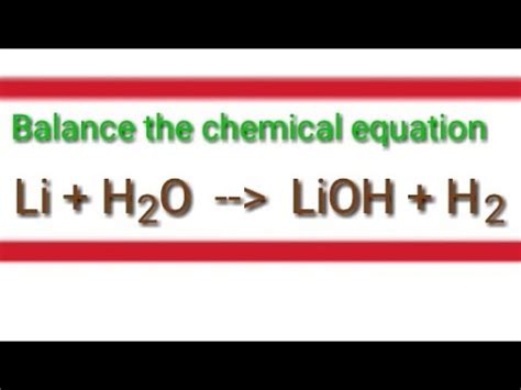 Lithium And Water Equation