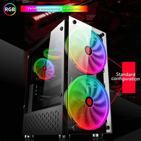 RGB Computer Case Double Side Tempered Glass Panels ATX Gaming Water Cooling PC Case with 2 ...