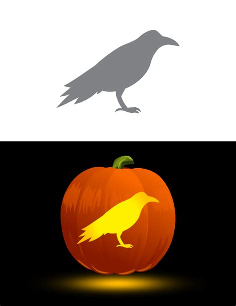 Printable Crow Side View Pumpkin Stencil