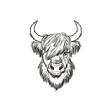 Highland Cow embroidery design