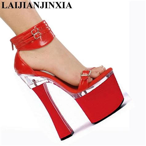 LAIJIANJINXIA Elegant Red Ankle Strap With Fashion Comfortable Thick ...