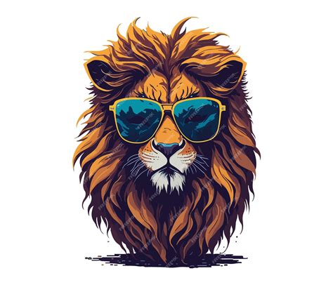 Premium Vector | A lion wearing sunglasses and a sunglasses