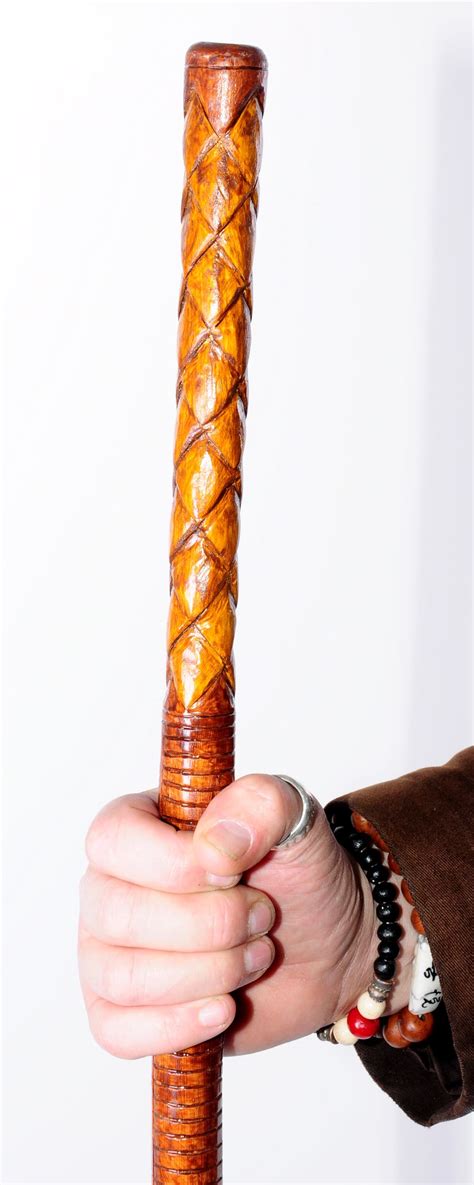 A Hand carved Basket weave effect hiking staff | Hand carved walking ...