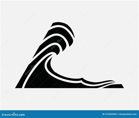 High Waves Icon Tsunami Tidal Wave Sea Ocean Water Big Tide Vector Black White Stock Vector ...