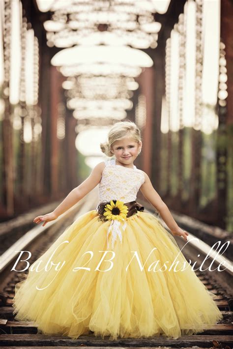 Yellow Sunflower Dress Yellow Dress Lace Dress Tulle dress