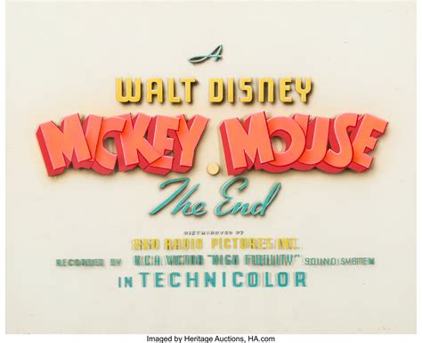 Mickey Mouse Cartoon Ending Title Card (Walt Disney, c. | Lot #62345 ...