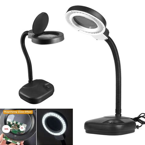 5X 10X Magnifier LED Desk Light Daylight Craft Glass Table Lamp 40 LED ...