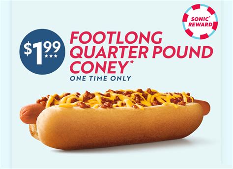 Get a Footlong Quarter Pound Coney for Only $1.99 at Sonic Drive-in with Online or In-app Orders