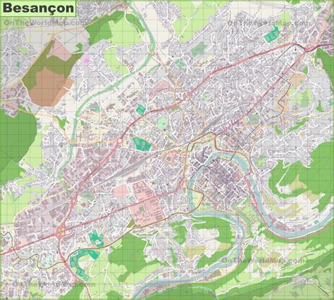 Large detailed map of Besançon - Ontheworldmap.com