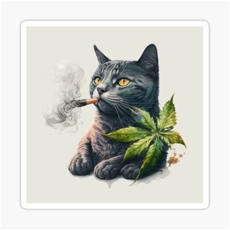 "Cat smoking weed" Sticker for Sale by SPEEDAI | Redbubble