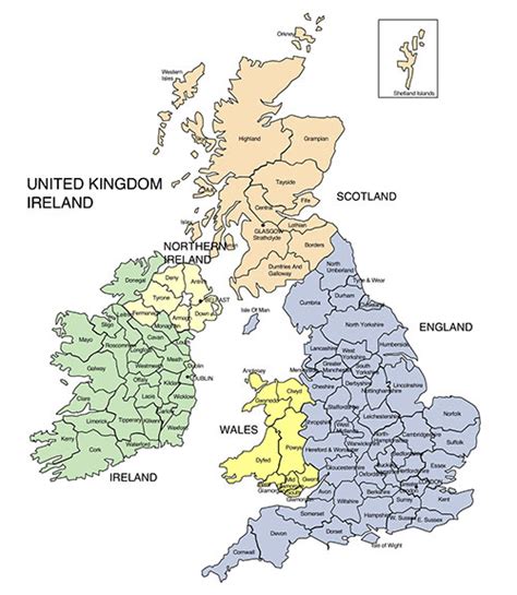 England, Ireland, Scotland, Northern Ireland Map for PowerPoint ...