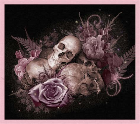 Skull With Roses Wallpaper