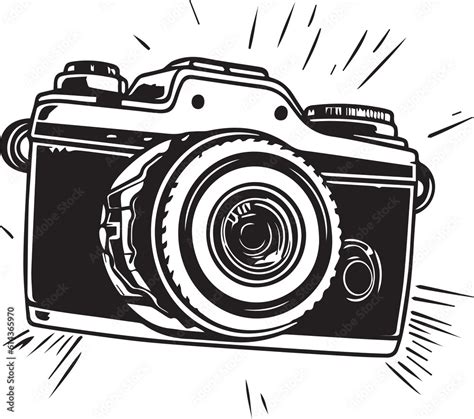 Hand Drawn vintage camera logo in flat style Stock Illustration | Adobe Stock