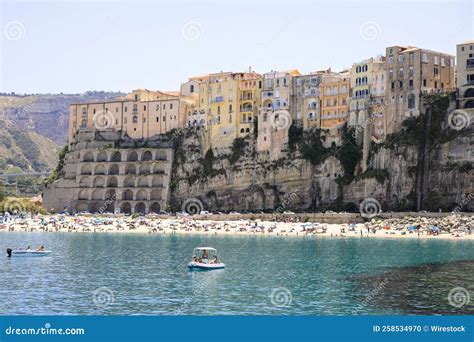 Scenic View of the Old Coastal Town of Tropea, Italy with Residential Buildings and a Sea ...