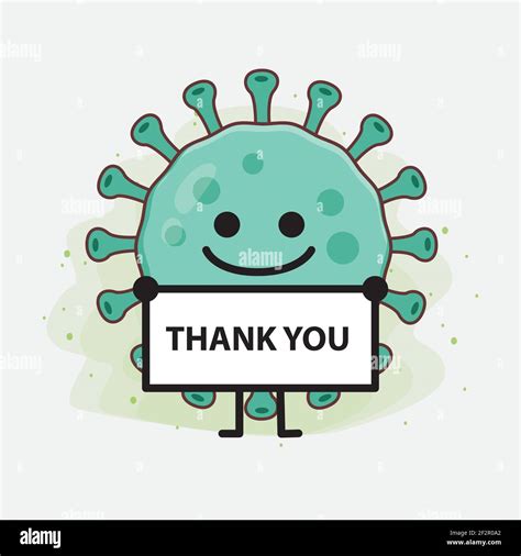 Vector Illustration of Virus Character with cute face, simple hands and leg line art on Isolated ...