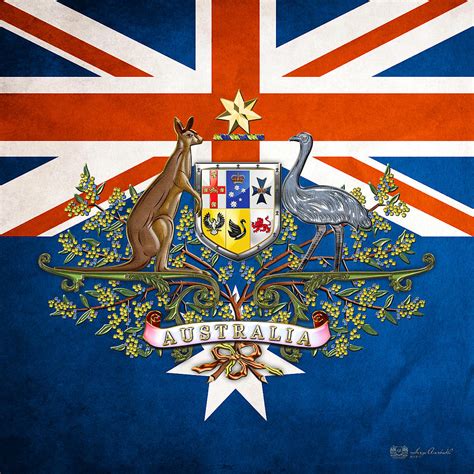 Australian Coat Of Arms And Flag Digital Art by Serge Averbukh