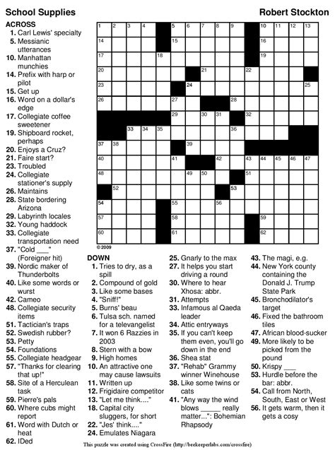 easy printable crossword puzzles | Free printable crossword puzzles ...