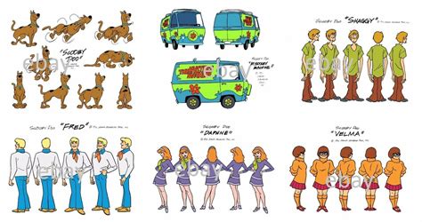 SCOOBY DOO MODEL SHEET PRINT SET - Daphne Velma Freddy Shaggy Scooby ...