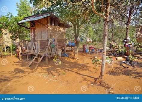 Poor Lao Village Houses in Rural Life, Laos Stock Image - Image of outdoor, journey: 66134037