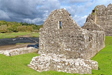 Ruins of Ogmore Castle in Vale of Glamorgan River Stock Photo - Image ...