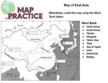 Map Practices with Quiz (East Asia) by Social Studies Educator Archives