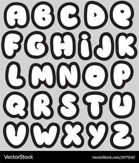 Graffiti font alphabet different letters Vector Image