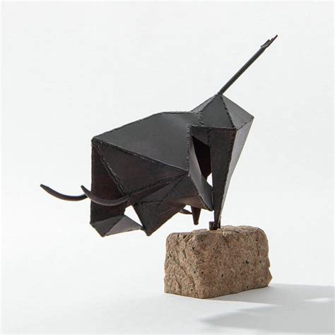 Modern Bull Sculpture Unique Geometric Cast Iron Bull Statue Table ...