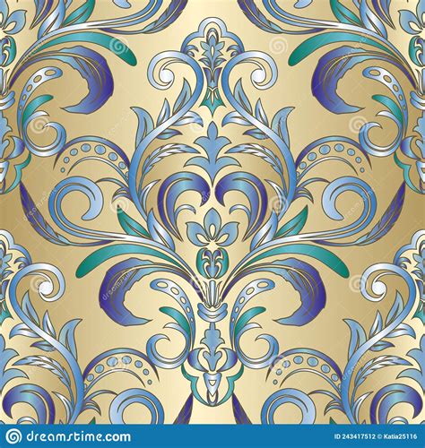 Damask Wallpaper. Vintage Pattern. Vector Seamless Border in Victorian ...