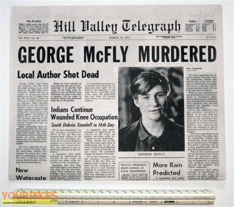 Back To The Future 2 "George McFly Murdered" Hill Valley Telegraph Newspaper (v.2) replica movie ...