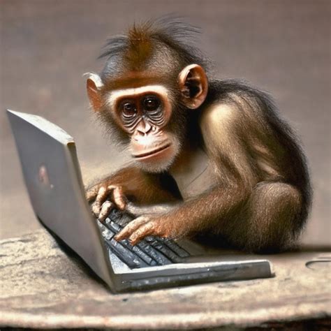 Premium AI Image | Baby monkey typing on laptop