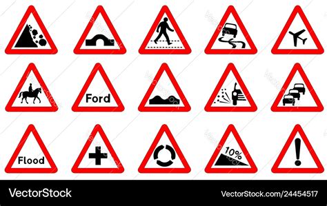 15 triangle traffic signs Royalty Free Vector Image