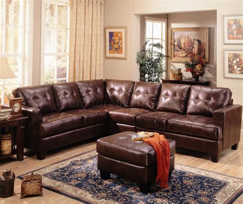 Samuel Modern Leather Sectional Sofa 500911 Brown