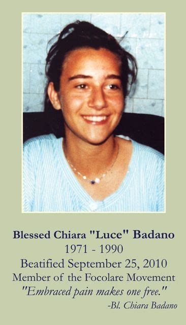 Blessed Chiara "Luce" Badano Prayer Card | Inspirational Catholics ...