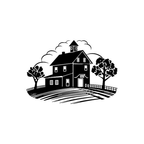 Premium Vector | A modern black vector illustration of farmhouse with white background