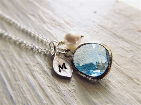 Aquamarine Necklace March Birthstone Necklace Personalized - Etsy