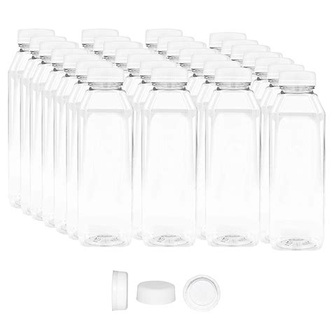 16 OZ Empty PET Plastic Juice Bottles - Pack of 35 Reusable Clear ...