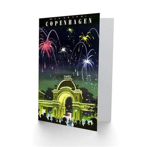 Cards | Travel Copenhagen Denmark Tivoli Gardens Fireworks Greetings Card | Artery8