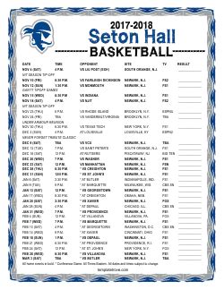 Printable 2017-2018 Seton Hall Pirates Basketball Schedule