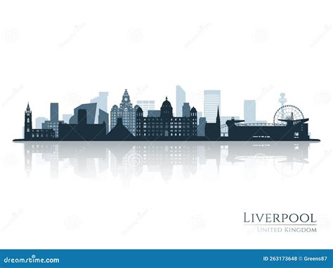 Liverpool Skyline Silhouette with Reflection. Stock Vector ...