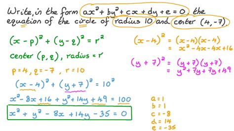 Question Video: Finding the Equation of a Circle given Its Radius and Center | Nagwa