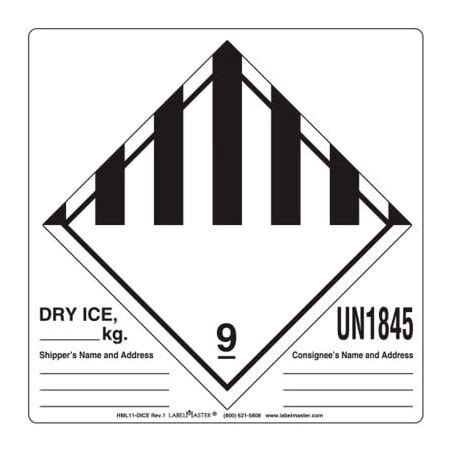 American Labelmark Co LabelMaster® Labels w/ "UN1845 Dry Ice" Print, 6"L x 6"W, White & Black ...