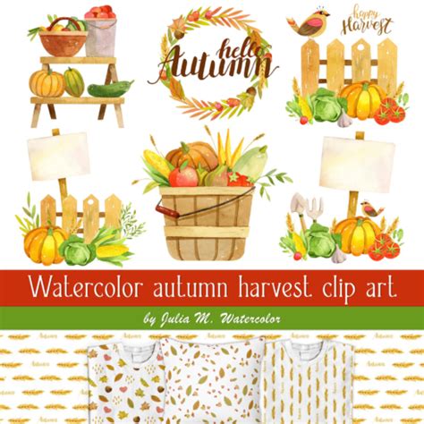 Watercolor Autumn Harvest Clip Art – MasterBundles